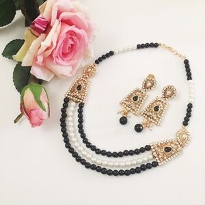 Indian Bollywood 3Strand Necklace/Earrings Set